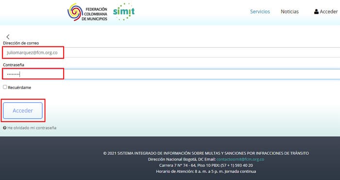 Certificado SIMIT a través de Internet- paso 2